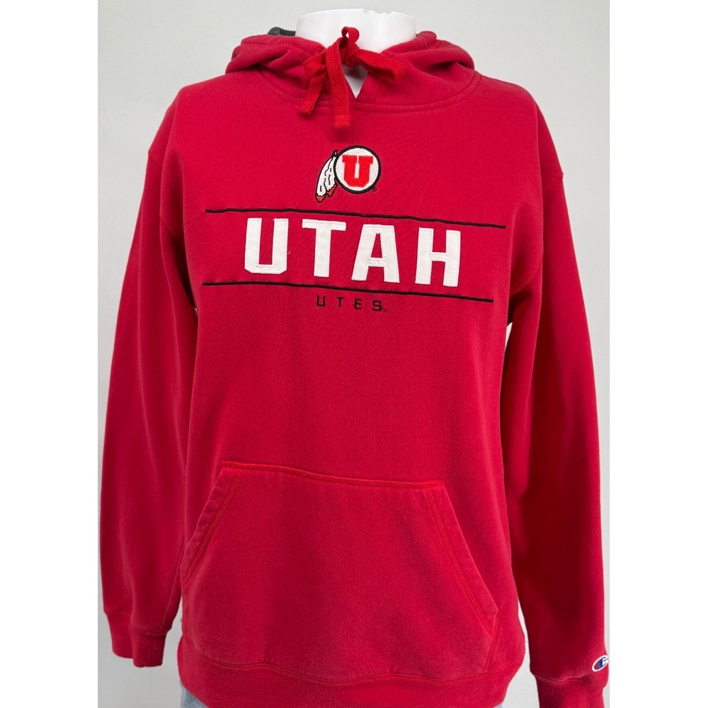 Champion Utah Utes Hoodie Mens Medium Red Collegiate Sweatshirt NCAA Gorpcore